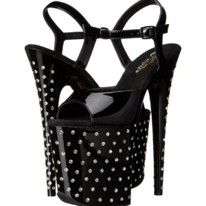 Noir Cristal Pierre 20 cm STARDUST-809 Chaussures Plateau Talon Haut