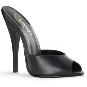 Noir Cuir 15 cm DOMINA-101 Mules Talons Hauts