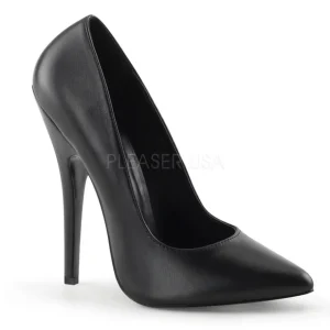 Noir Cuir 15 cm DOMINA-420 talon aiguille très haut et bout pointu