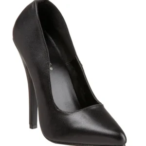 Noir Cuir 15 cm DOMINA-420 talon aiguille très haut et bout pointu