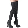 Noir Cuir 13,5 cm INDULGE-3011 bottes cuissardes hommes