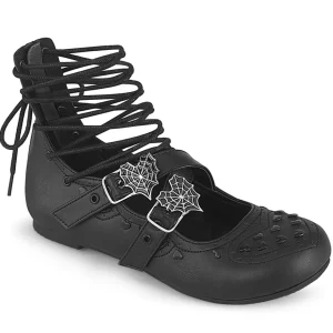 Noir DAISY-11 chaussures ballerines femmes gothique talons plates
