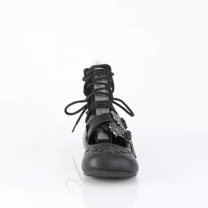 Noir DAISY-11 chaussures ballerines femmes gothique talons plates