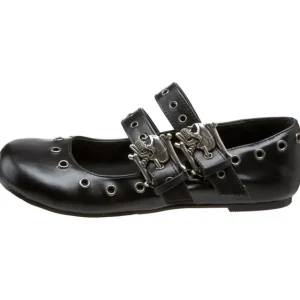Noir DAISY-03 chaussures ballerines gothique talons plates