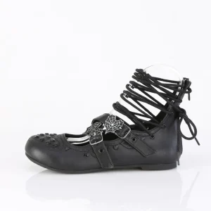 Noir DAISY-11 chaussures ballerines femmes gothique talons plates