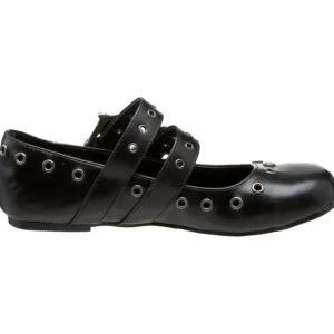 Noir DAISY-03 chaussures ballerines gothique talons plates