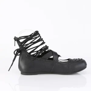 Noir DAISY-11 chaussures ballerines femmes gothique talons plates
