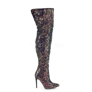 Noir Glitter 13 cm COURTLY-3015 bottes cuissardes pleaser