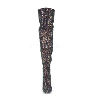 Noir Glitter 13 cm COURTLY-3015 bottes cuissardes pleaser