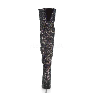 Noir Glitter 13 cm COURTLY-3015 bottes cuissardes pleaser