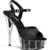 Noir Glitter 15 cm DELIGHT-609-5G Talons Hauts Plateforme