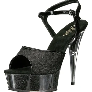 Noir Glitter 15 cm DELIGHT-609-5G Talons Hauts Plateforme