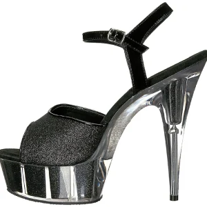 Noir Glitter 15 cm DELIGHT-609-5G Talons Hauts Plateforme