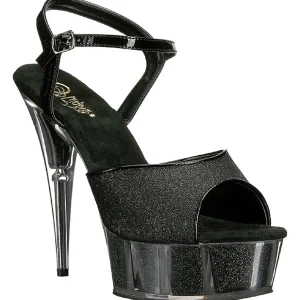 Noir Glitter 15 cm DELIGHT-609-5G Talons Hauts Plateforme