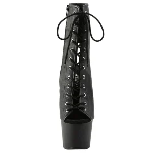 Noir Mat 18 cm ADORE-1016 Plateforme Bottines Bout Ouvert