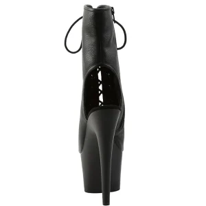 Noir Mat 18 cm ADORE-1016 Plateforme Bottines Bout Ouvert