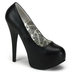 Noir Mat 14,5 cm Burlesque BORDELLO TEEZE-06 Escarpins Haut Talon