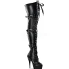 Noir Mat 15,5 cm DELIGHT-3028 Bottes Cuissardes Talons Hauts