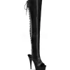 Noir Mat 15,5 cm DELIGHT-3017 Cuissardes Bottes Plateforme