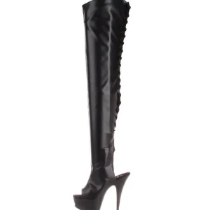 Noir Mat 15,5 cm DELIGHT-3017 Cuissardes Bottes Plateforme