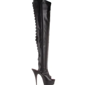 Noir Mat 15,5 cm DELIGHT-3017 Cuissardes Bottes Plateforme