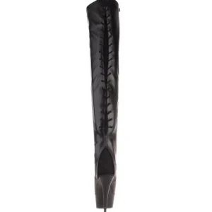 Noir Mat 15,5 cm DELIGHT-3017 Cuissardes Bottes Plateforme