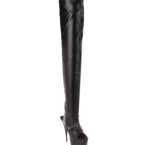 Noir Mat 15,5 cm DELIGHT-3017 Cuissardes Bottes Plateforme