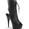 Noir Mat 15,5 cm DELIGHT-1016 Plateforme Bottines Bout Ouvert