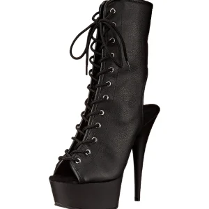 Noir Mat 15,5 cm DELIGHT-1016 Plateforme Bottines Bout Ouvert