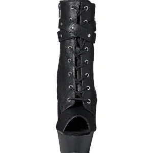 Noir Mat 15 cm DELIGHT-1033 Plateforme Bottines Bout Ouvert