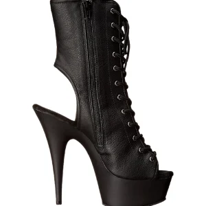 Noir Mat 15,5 cm DELIGHT-1016 Plateforme Bottines Bout Ouvert