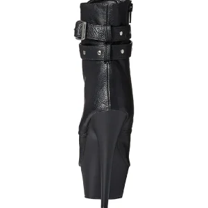 Noir Mat 15 cm DELIGHT-1033 Plateforme Bottines Bout Ouvert