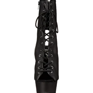 Noir Mat 15,5 cm DELIGHT-1016 Plateforme Bottines Bout Ouvert