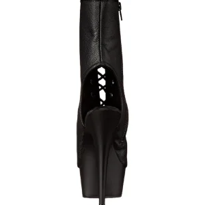 Noir Mat 15,5 cm DELIGHT-1016 Plateforme Bottines Bout Ouvert