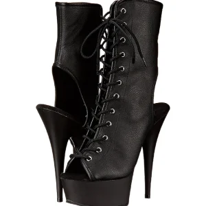 Noir Mat 15,5 cm DELIGHT-1016 Plateforme Bottines Bout Ouvert
