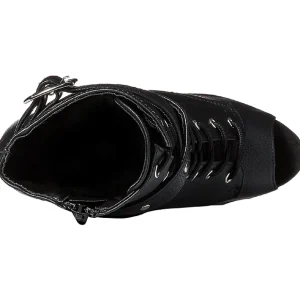 Noir Mat 15 cm DELIGHT-1033 Plateforme Bottines Bout Ouvert