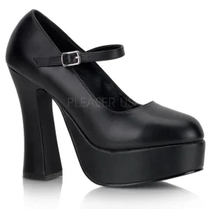 Noir Mat 13 cm DOLLY-50 Mary Jane Escarpins Haut Talon
