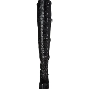 Noir Mat 13 cm ELECTRA-3028 Bottes Cuissardes Talons Hauts