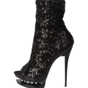 Noir Paillettes 15,5 cm BLONDIE-R-1008 Plateforme Bottines Femmes