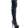 Noir Paillettes 15 cm DELIGHT-3004 bottes cuissardes pleaser