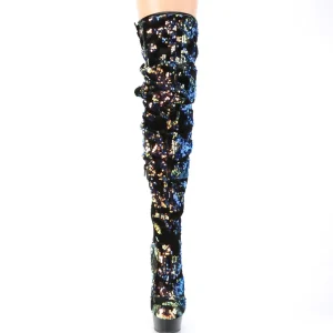 Noir Paillettes 15 cm DELIGHT-3004 bottes cuissardes pleaser