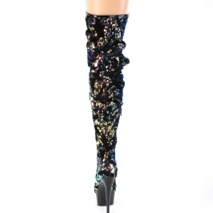 Noir Paillettes 15 cm DELIGHT-3004 bottes cuissardes pleaser