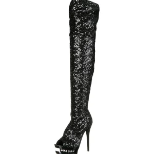Noir Paillettes 15 cm PLEASER BLONDIE-R-3011 Cuissardes Haut Talon