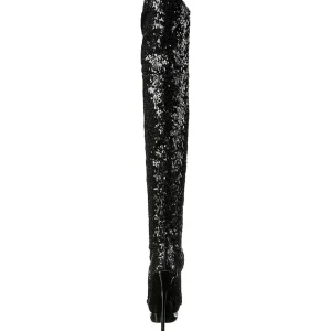 Noir Paillettes 15 cm PLEASER BLONDIE-R-3011 Cuissardes Haut Talon