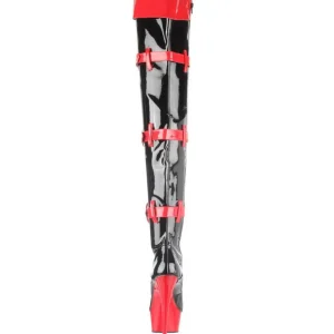 Noir Rouge 15,5 cm MEDIC-3028 Cuissardes Bottes Plateforme