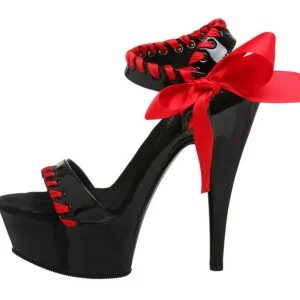 Noir Rouge Verni 15 cm DELIGHT-615 Chaussures Stilettos Talon Hauts