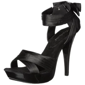 Noir Satin 13 cm COCKTAIL-568 Sandales Talons Hauts