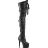 Noir Similicuir 18 cm ADORE-3028 Plateforme cuissardes et genoux