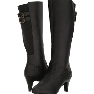 Noir Similicuir 7,5 cm DIVINE-2018 grande taille bottes femmes