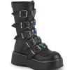 Noir Similicuir 5 cm EMILY-330 plateformes bottes à boucles pour femmes